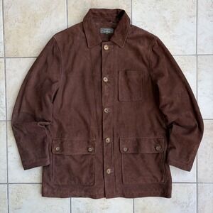 J L Powell Jacket Mens Large 44 Brown Suede Leather Field Hunting Shooting Coat